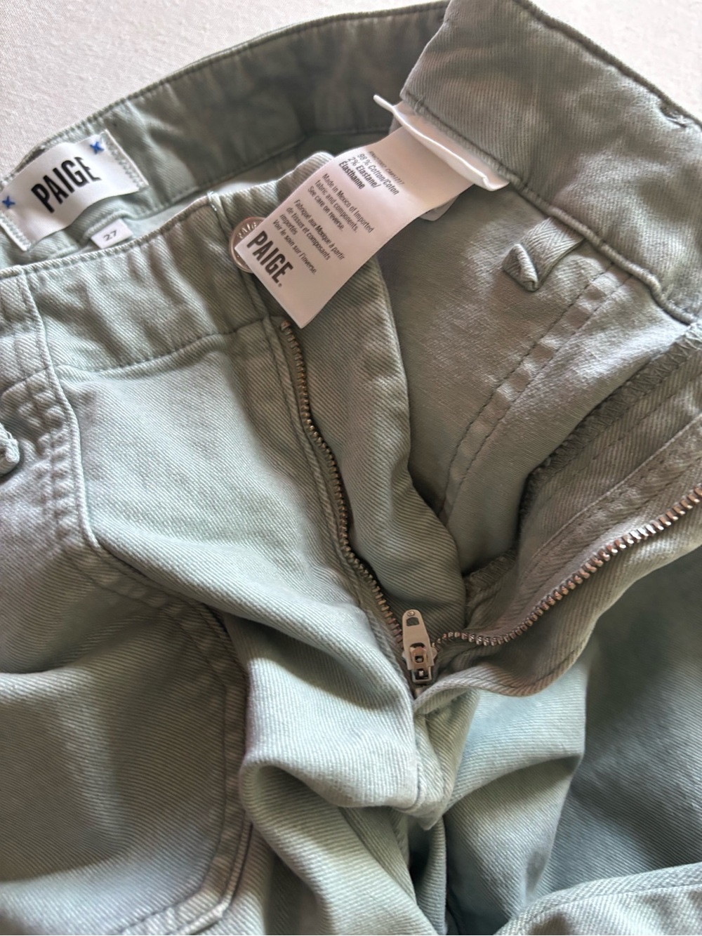 Paige Mayslie Mid Rise Straight Ankle Jeans Vintage Dusty Sage Size 27 Style 760 - Picture 5 of 13